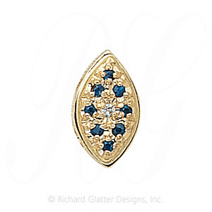 GS034 D/S - 14 Karat Gold Slide with Diamond center and Sapphire accents 